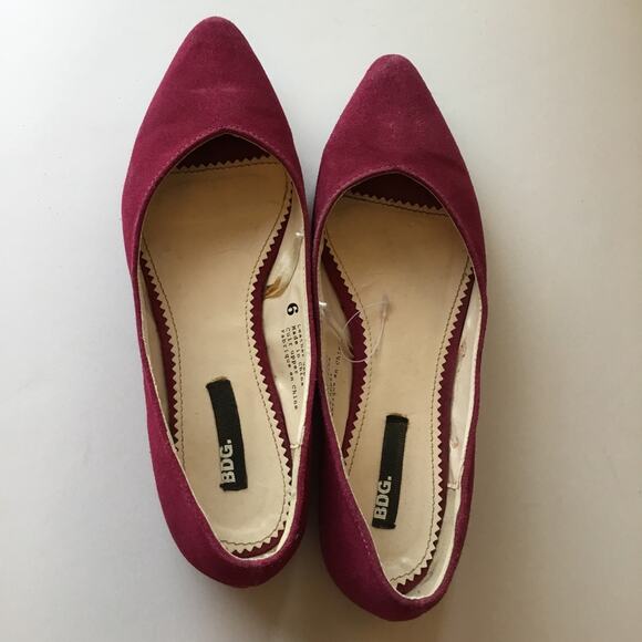 BDG Shoes - BDG Wine Suede Flat Shoes